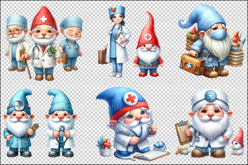 Nurse and Doctor Gnome Clipart Bundle - CraftNest - Digital Crafting and Art