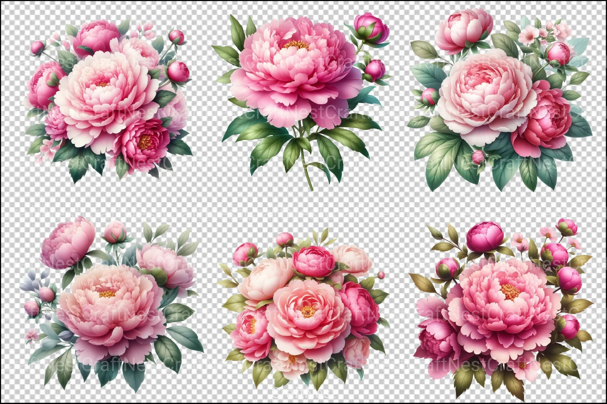 Pink Flowers Clipart Bundle 1 - CraftNest - Digital Crafting and Art