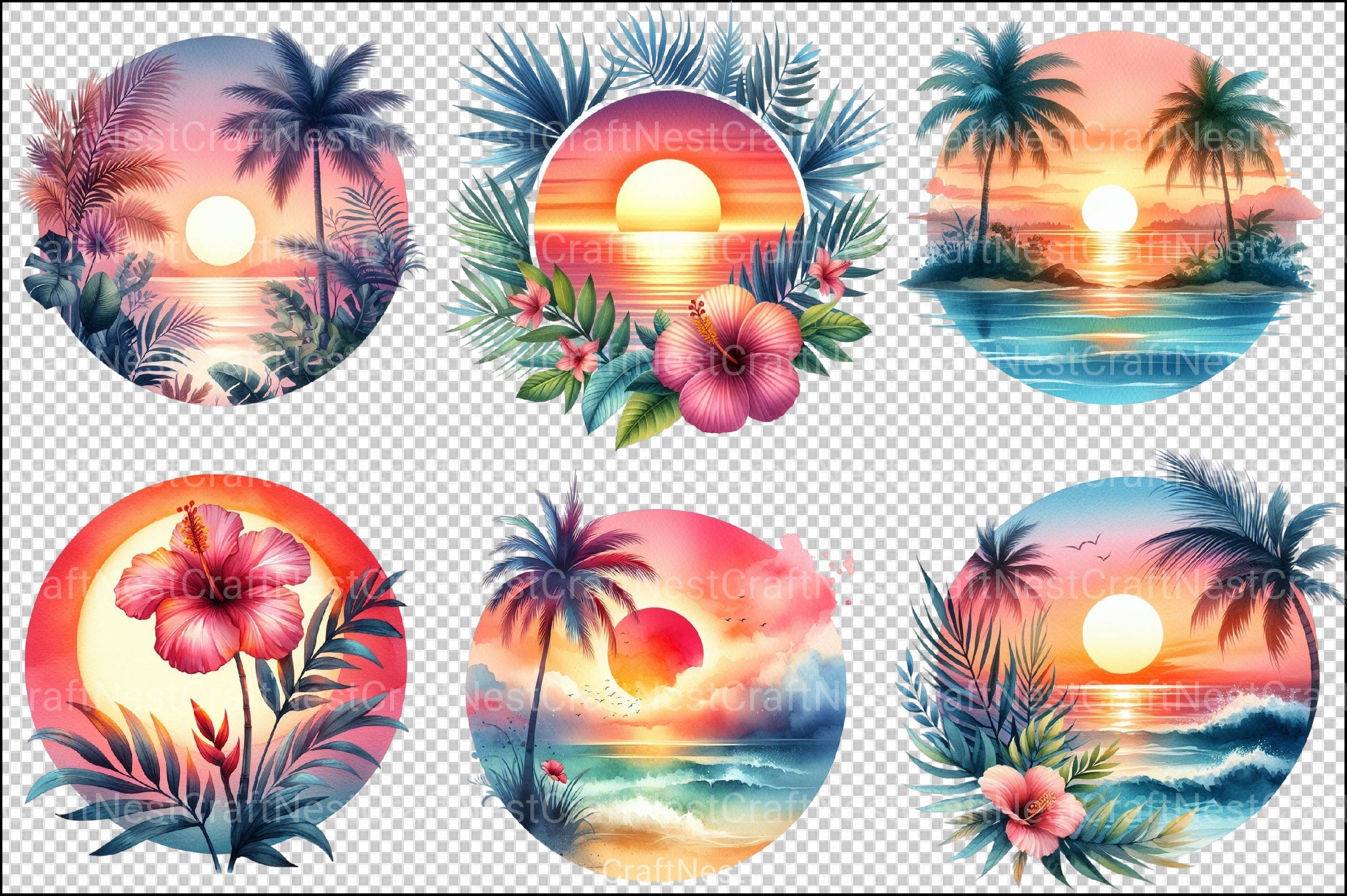 Tropical Sunsets Clipart Bundle 99 - CraftNest - Digital Crafting and Art