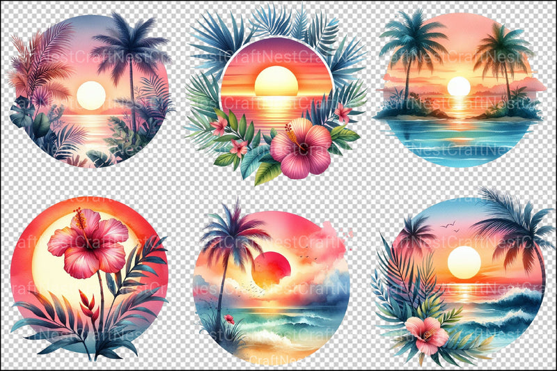 Tropical Sunsets Clipart Bundle 99 - CraftNest - Digital Crafting and Art