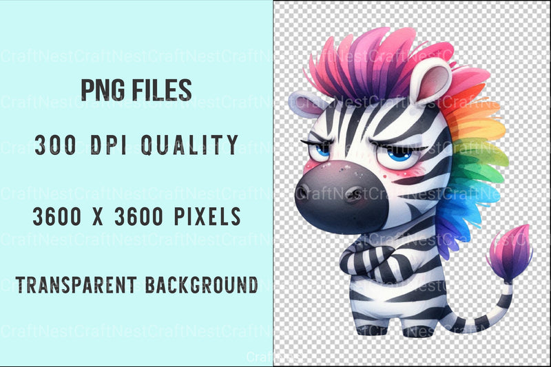 Grumpy Zebra Clipart Bundle - Funny Animal Graphics - CraftNest - Digital Crafting and Art