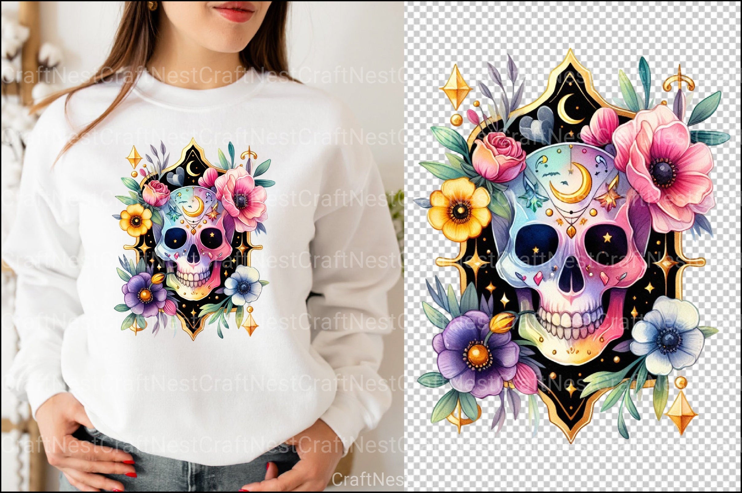 Witchy Vibes Skull Mama Clipart Bundle - CraftNest - Digital Crafting and Art