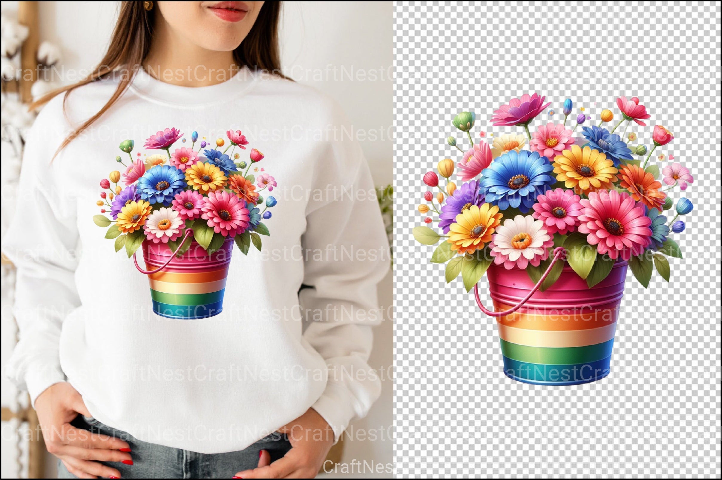 Flowers in Bucket Clipart Bundle - CraftNest - Digital Crafting and Art