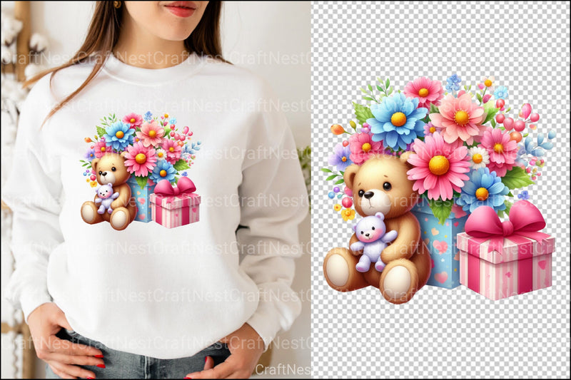 Mother's Day Teddy Bear Clipart Bundle 4 - CraftNest - Digital Crafting and Art