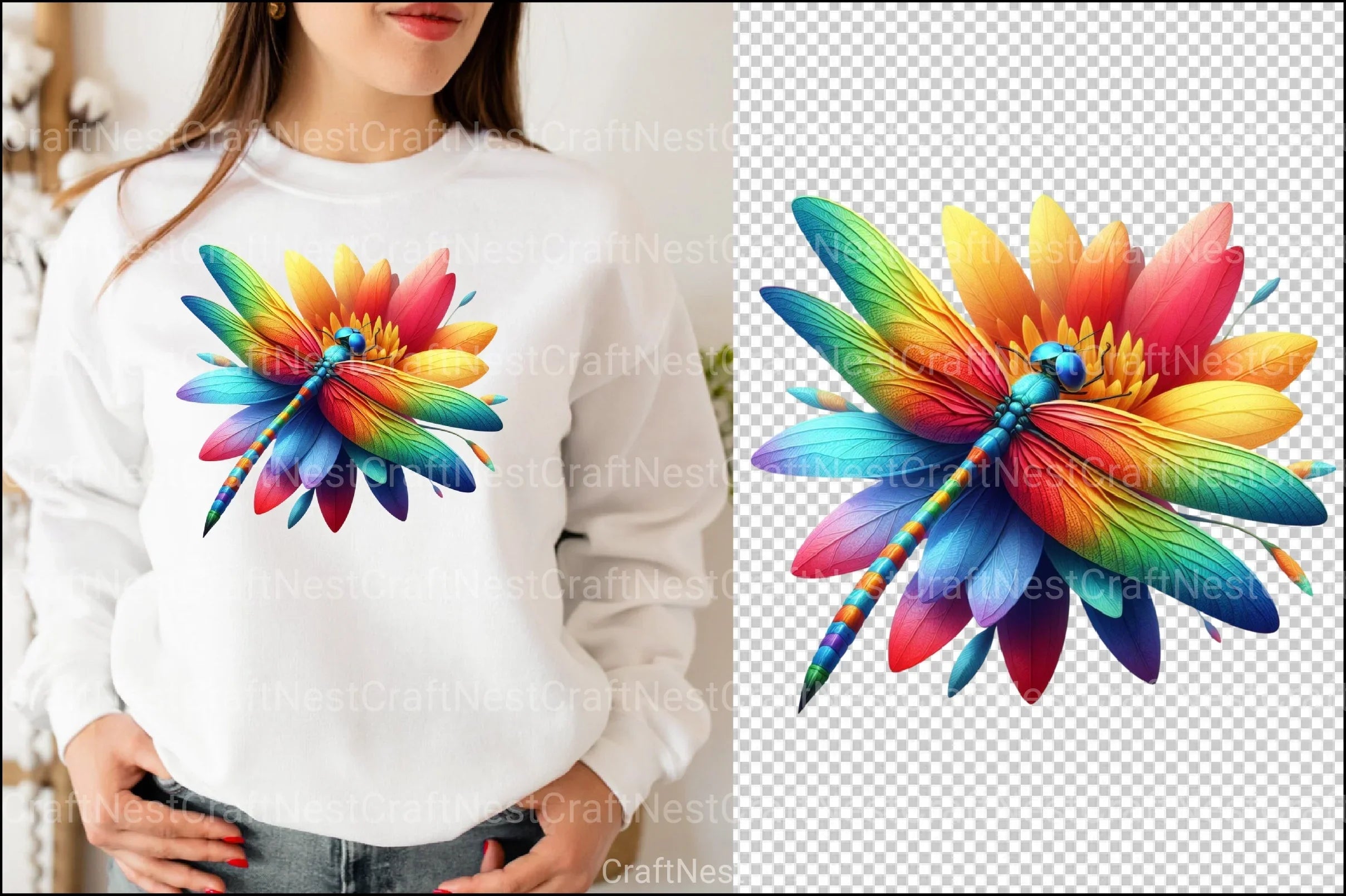 Dragonfly and Flowers Clipart Bundle 4 - CraftNest - Digital Crafting and Art