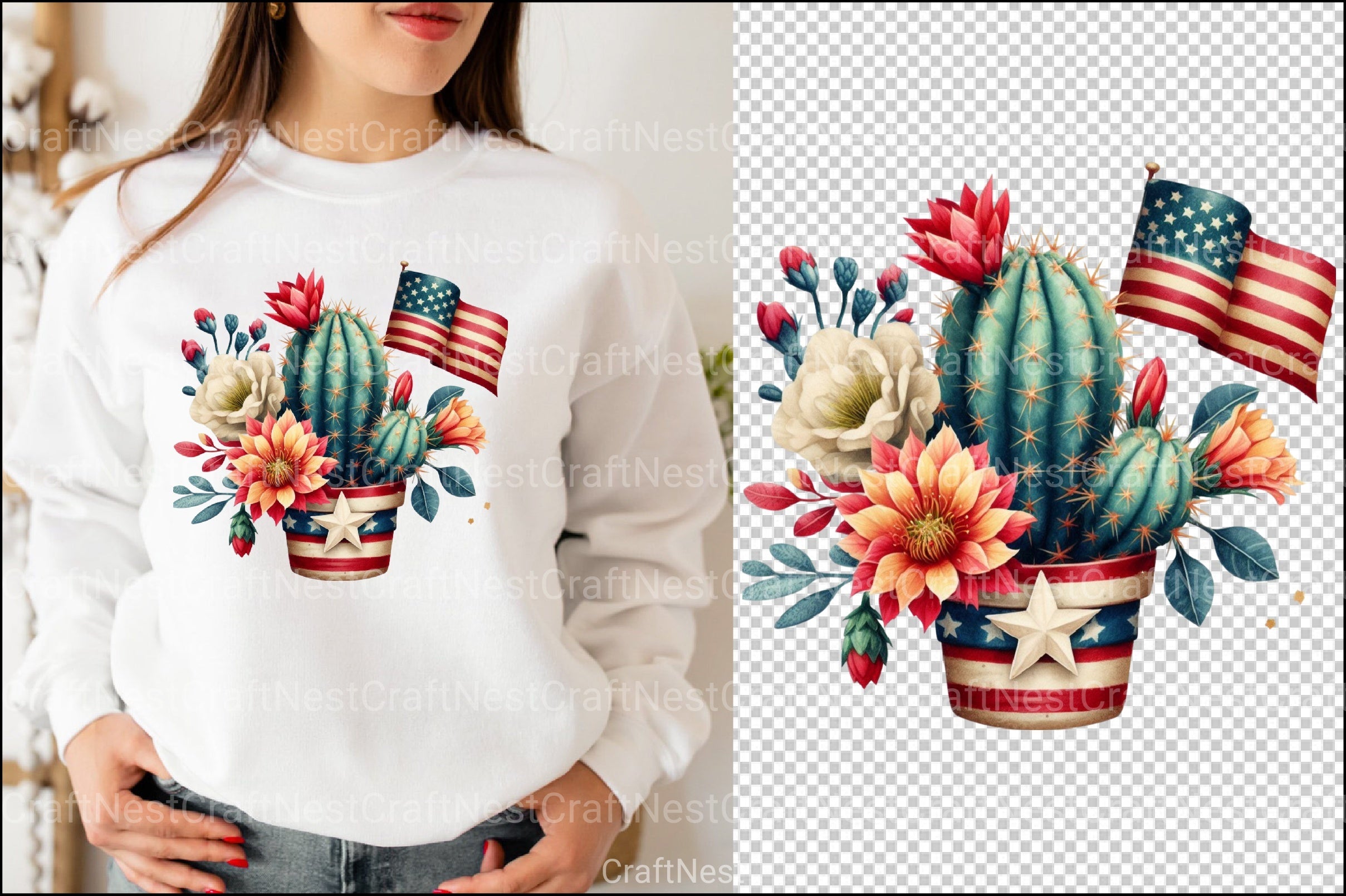Fourth of July Cactus Clipart Bundle - CraftNest - Digital Crafting and Art