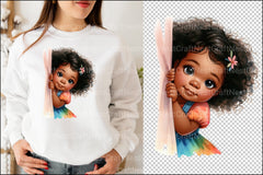 Peeking African American Little Girl Clipart Bundle 8 - CraftNest - Digital Crafting and Art