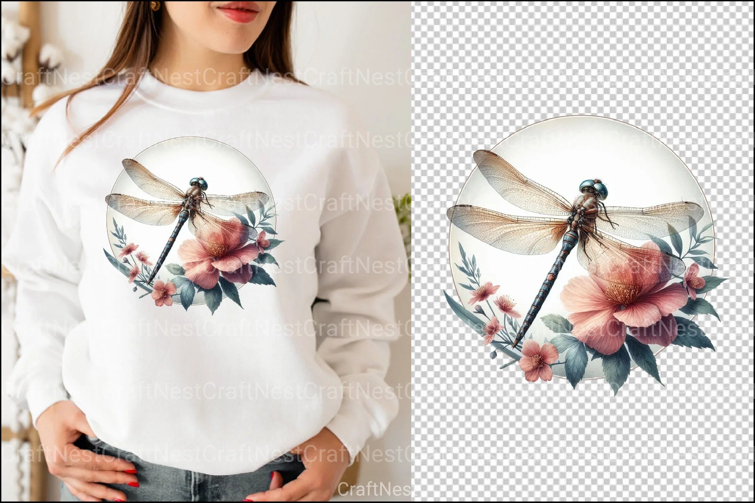 Dragonfly Floral Sublimation Clipart Bundle - CraftNest - Digital Crafting and Art