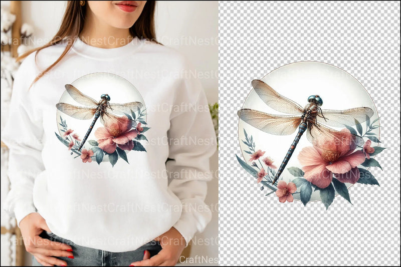 Dragonfly Floral Sublimation Clipart Bundle - CraftNest - Digital Crafting and Art