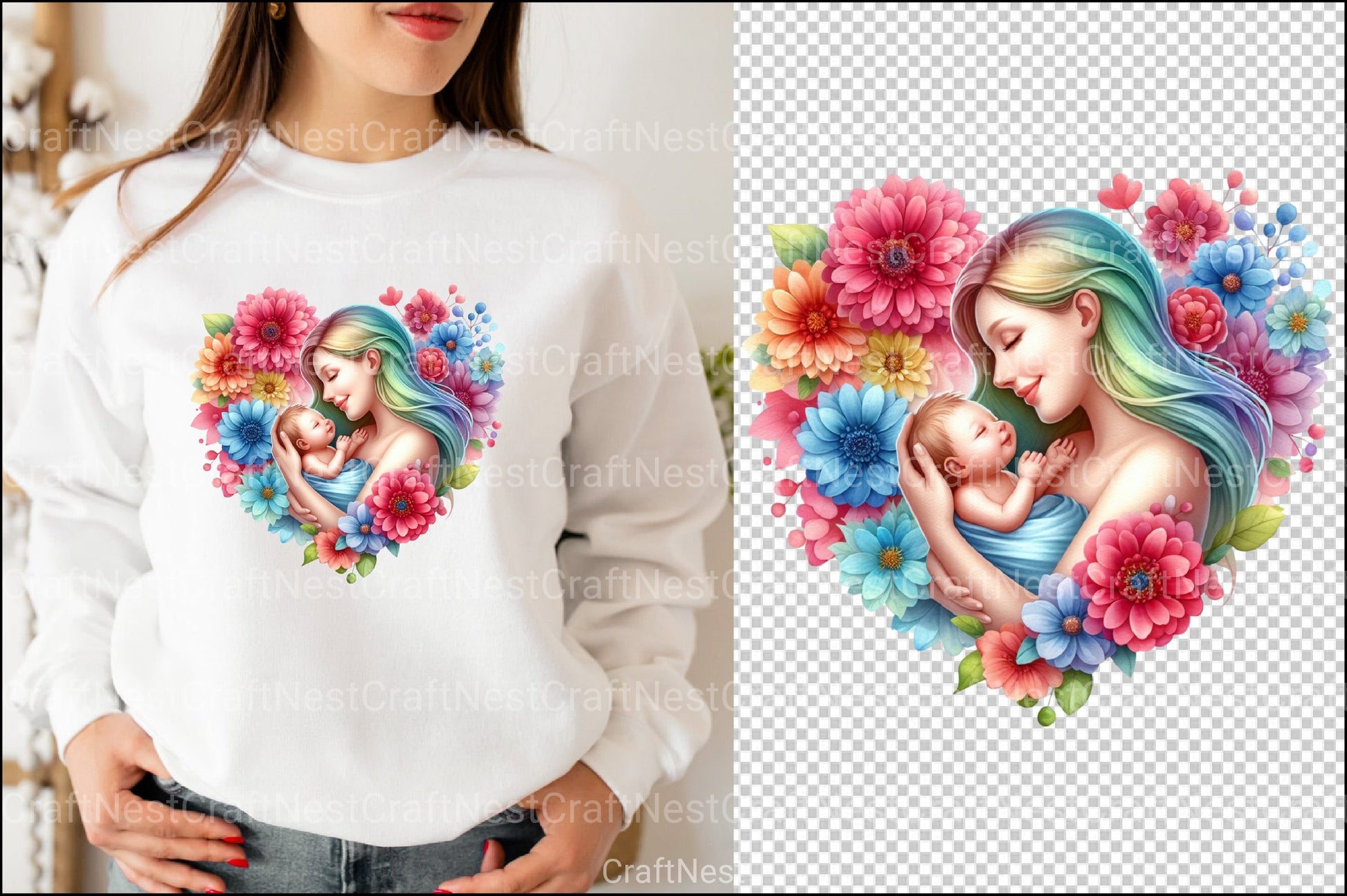 Mom and Baby Hearts Clipart Bundle - CraftNest - Digital Crafting and Art