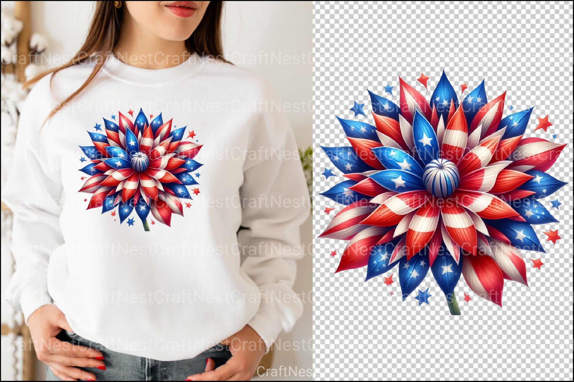 4th of July Flowers Clipart Bundle 1 - CraftNest - Digital Crafting and Art