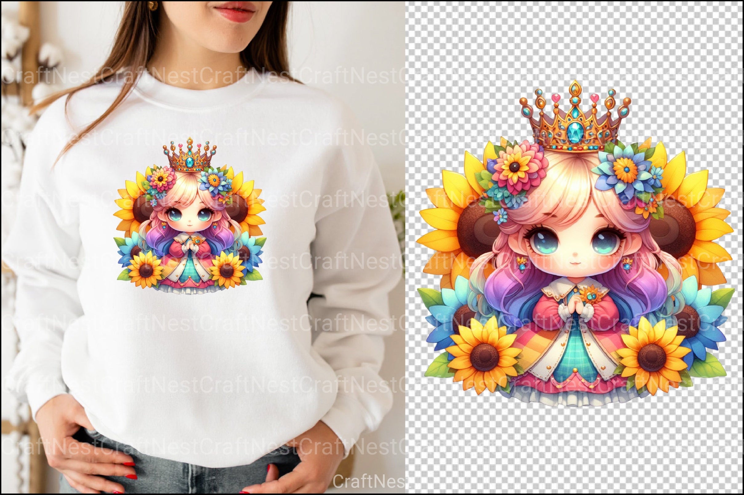 Sunflower Queen Girl Clipart Bundle - CraftNest - Digital Crafting and Art