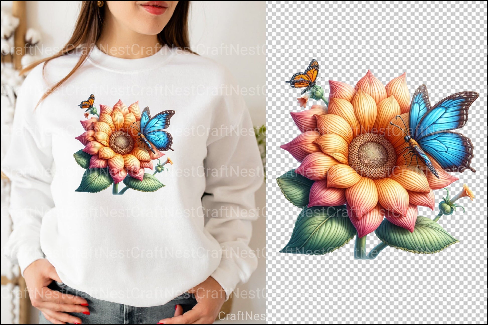 Butterfly Sunflower Clipart Bundle - CraftNest - Digital Crafting and Art