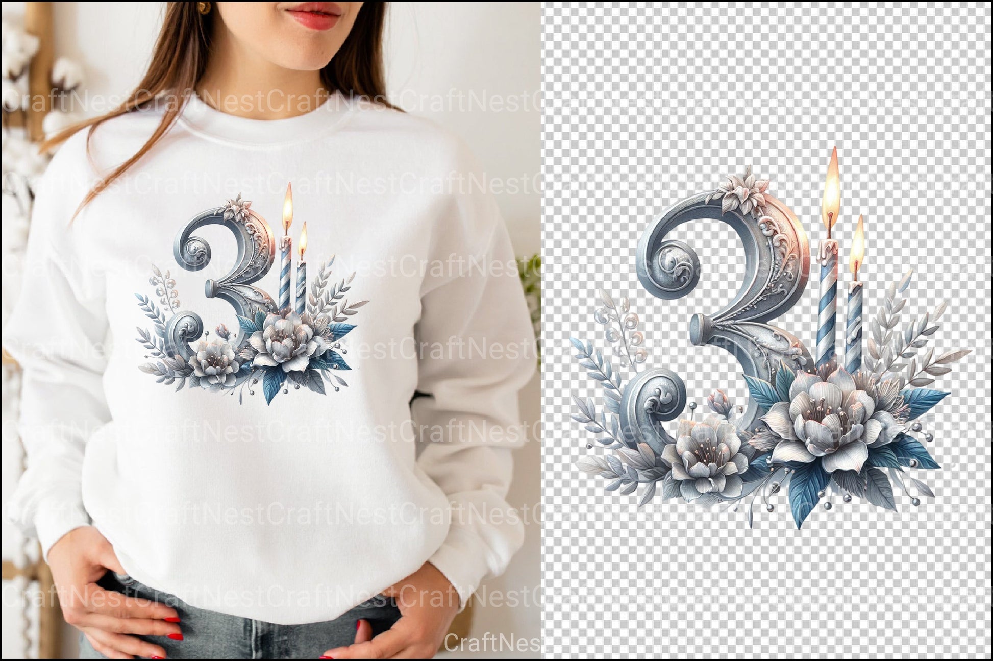 Silver Birthday Numbers Clipart Bundle - CraftNest - Digital Crafting and Art