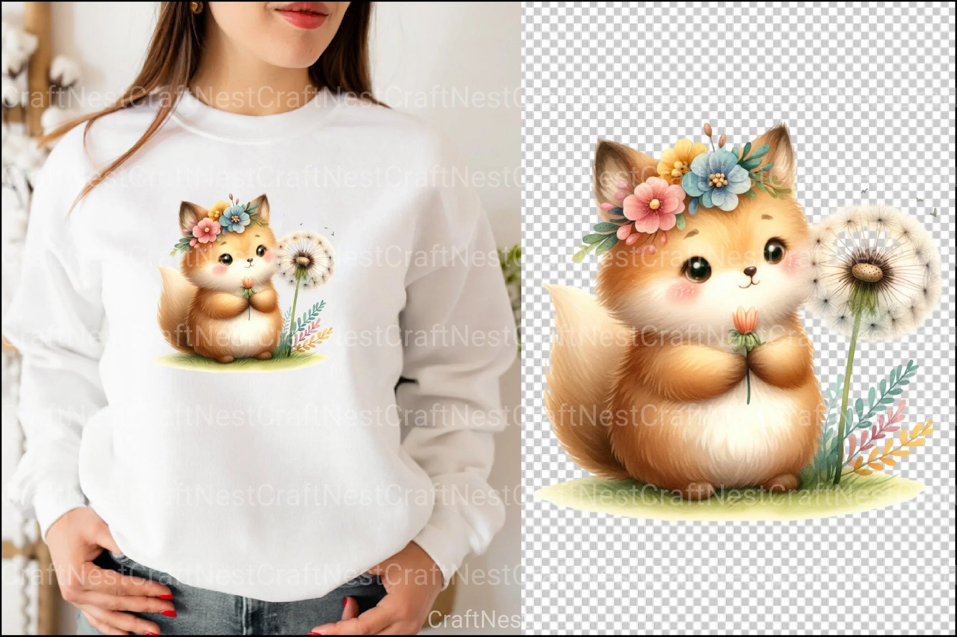 Cute Animals & Dandelion Clipart Bundle - CraftNest - Digital Crafting and Art