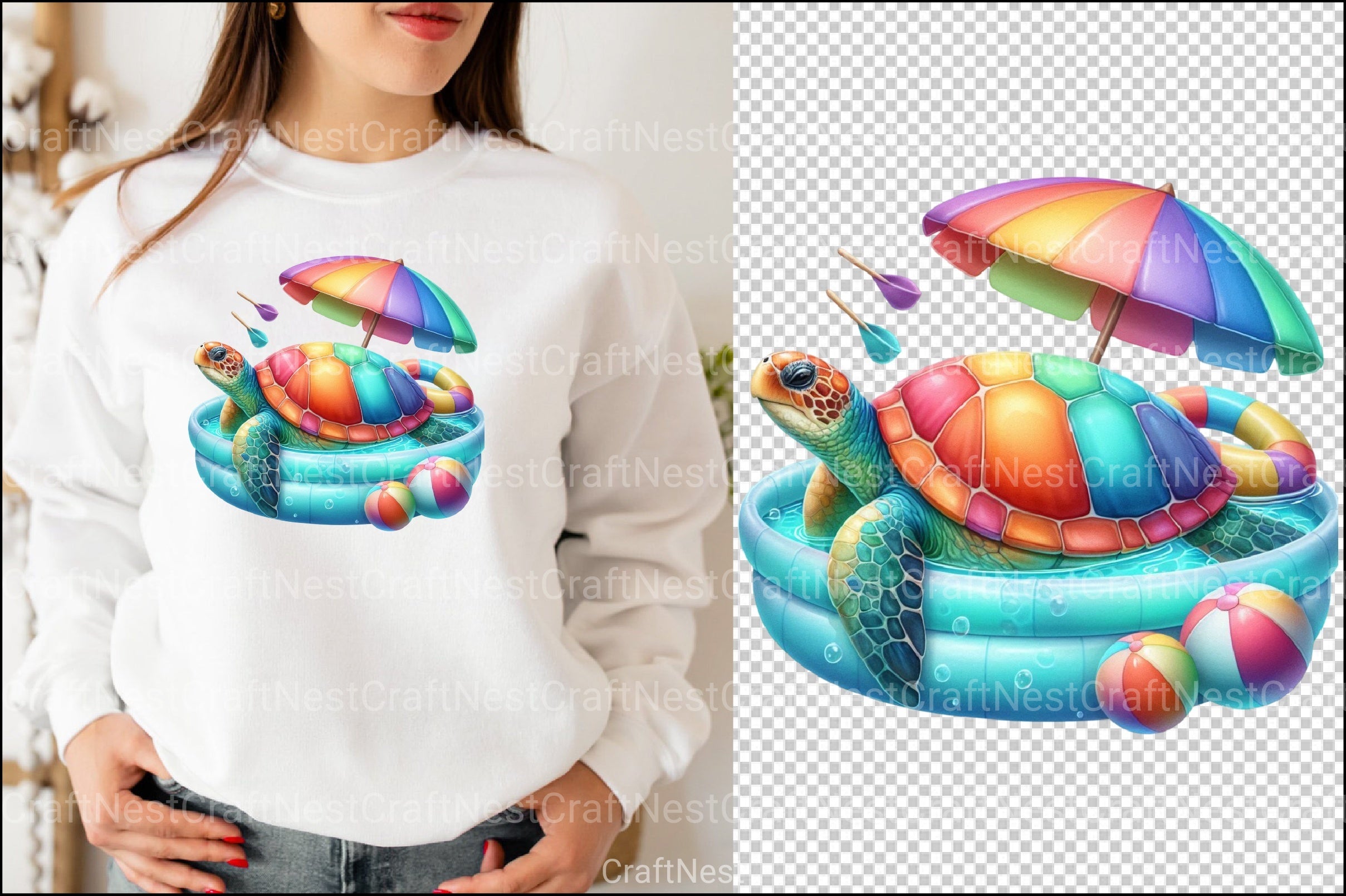 Sea Turtle Pool Party Clipart Bundle - CraftNest - Digital Crafting and Art