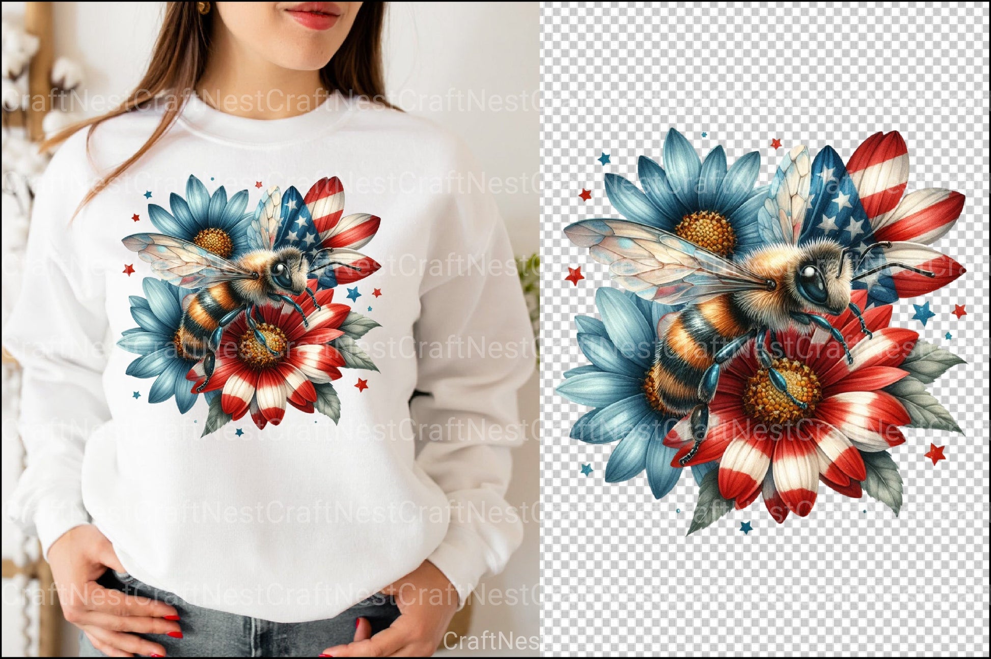 Fourth of July Bee Clipart Bundle - CraftNest - Digital Crafting and Art