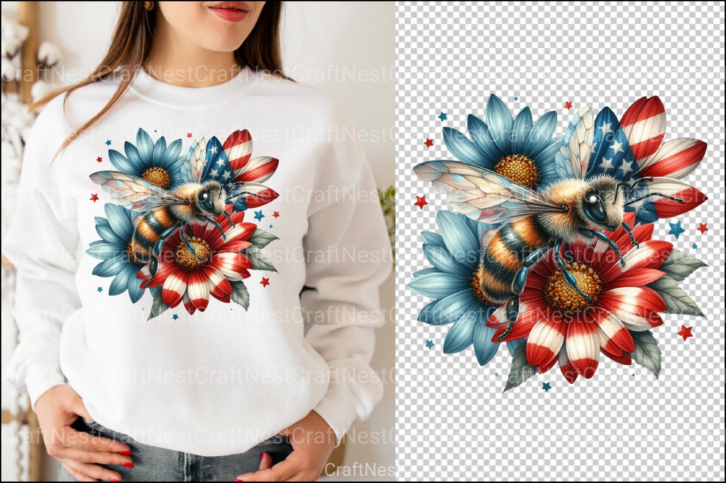 Fourth of July Bee Clipart Bundle - CraftNest - Digital Crafting and Art