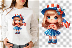 Patriotic Little Girl Clipart Bundle 99 - CraftNest - Digital Crafting and Art