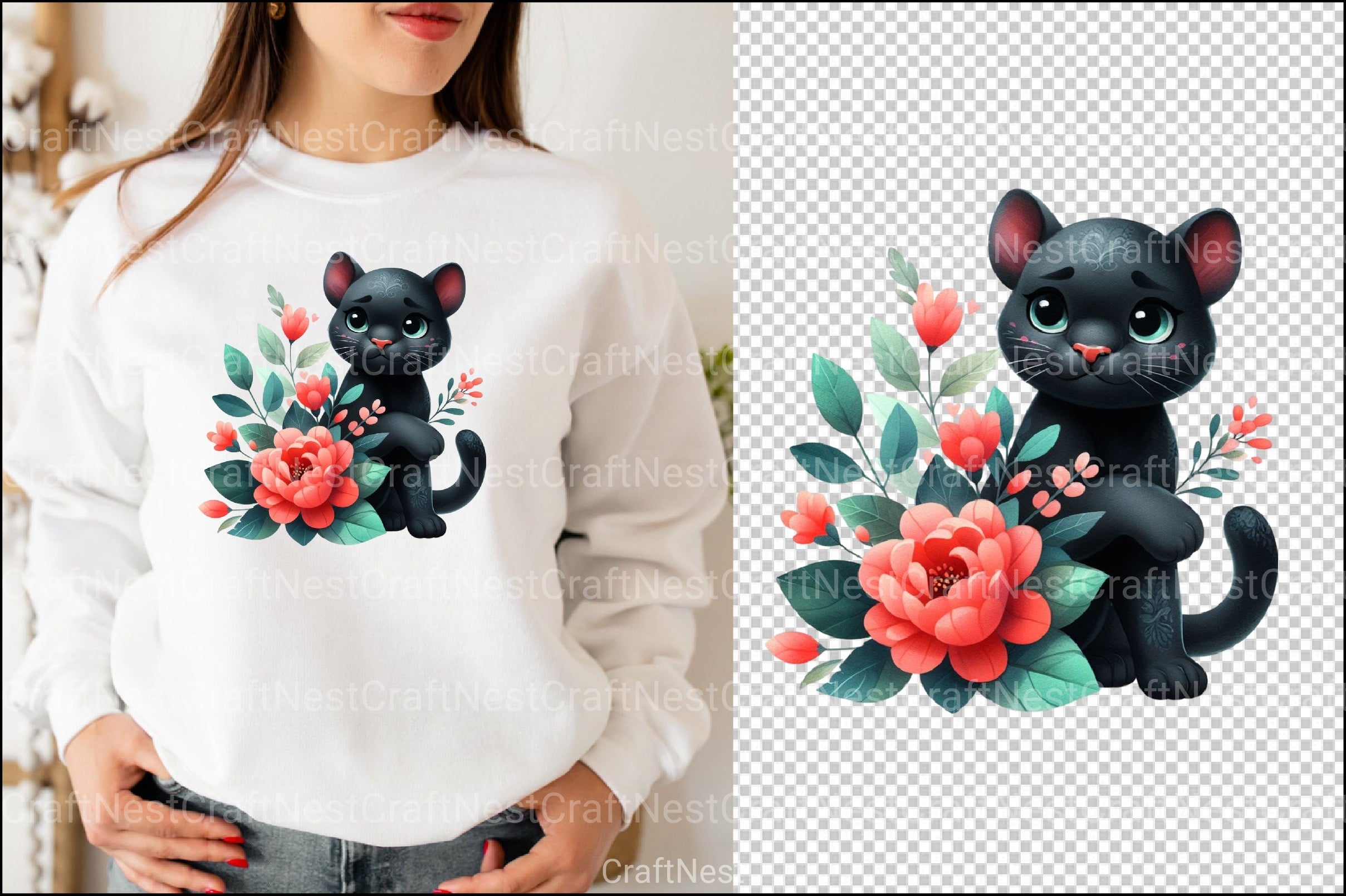 Cute Black Panther Cat Clipart Bundle - CraftNest - Digital Crafting and Art