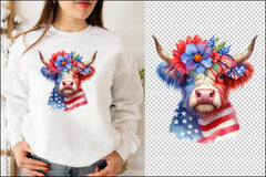 4th of July Highland Cow Clipart Bundle - CraftNest - Digital Crafting and Art