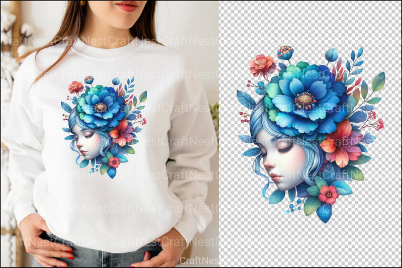 Blue Blossom Girl Clipart Bundle - CraftNest - Digital Crafting and Art