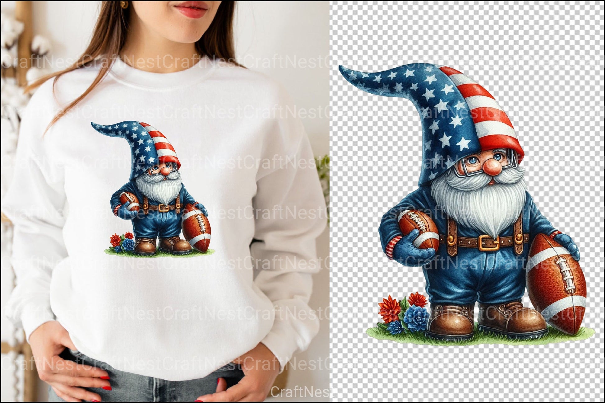 American Football Gnome Clipart Bundle - CraftNest - Digital Crafting and Art