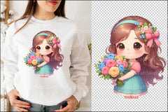 Little Girl with Bouquet Clipart Bundle 99 - CraftNest - Digital Crafting and Art