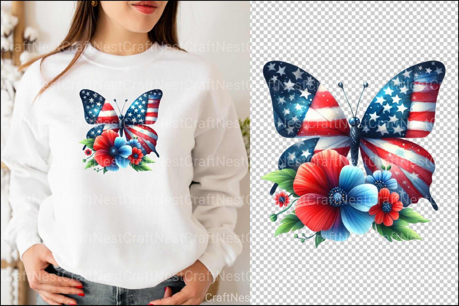 4th of July Butterfly Clipart Bundle - CraftNest - Digital Crafting and Art