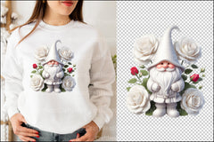 White Rose Gnome Clipart Bundle - CraftNest - Digital Crafting and Art