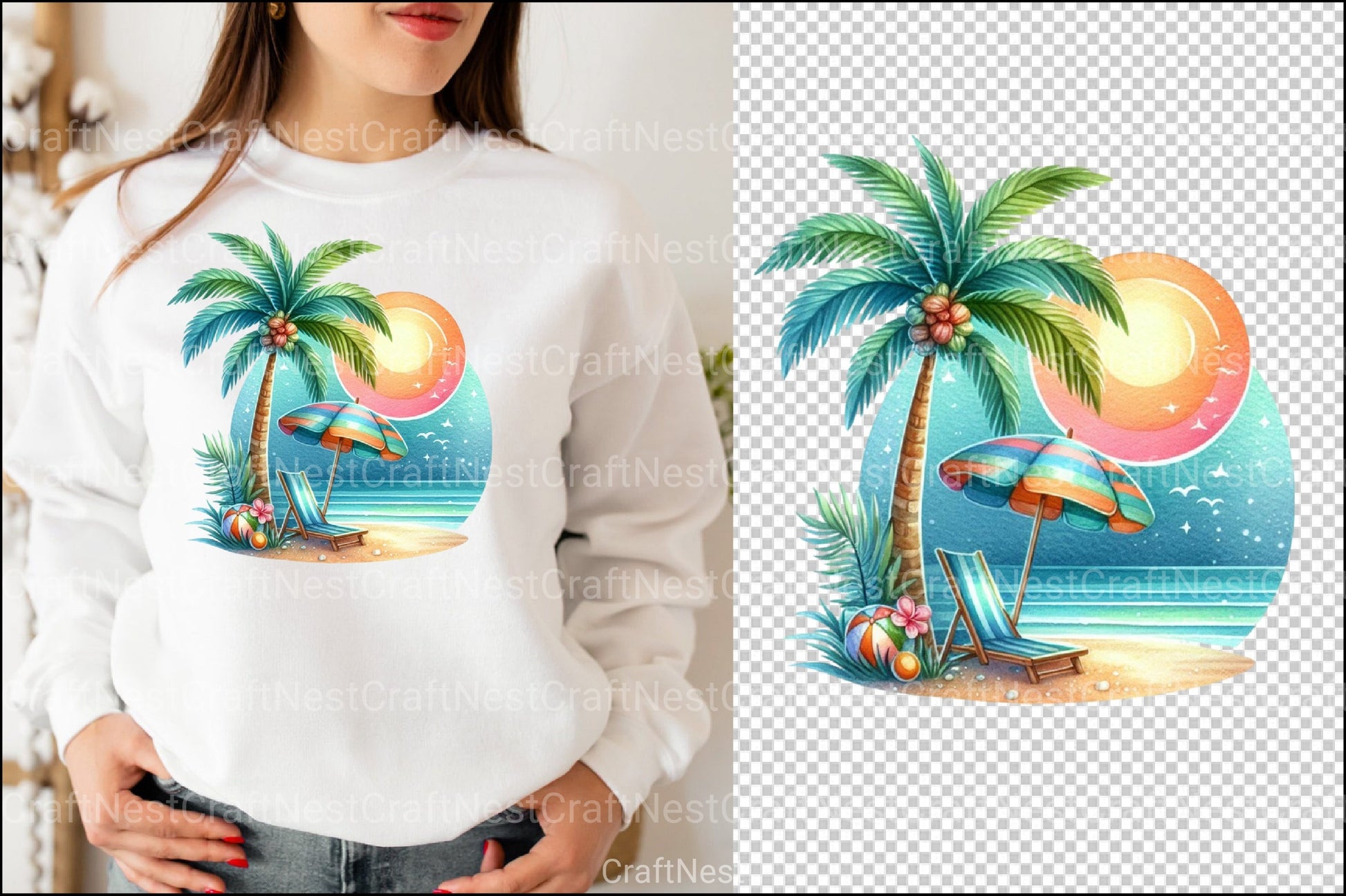 Retro Beach Clipart Bundle - CraftNest - Digital Crafting and Art