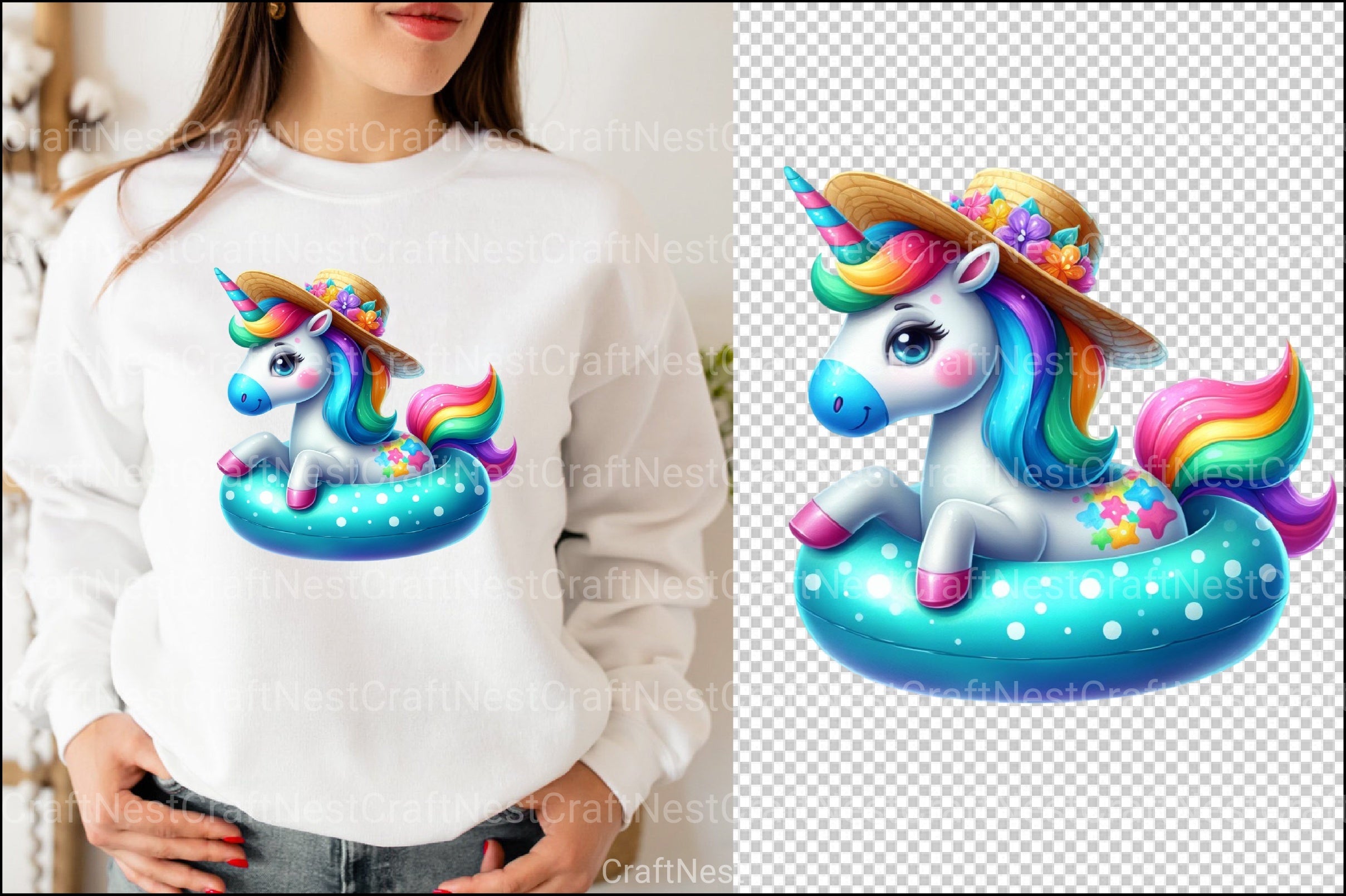 Funny Unicorn Pool Party Clipart Bundle - CraftNest - Digital Crafting and Art