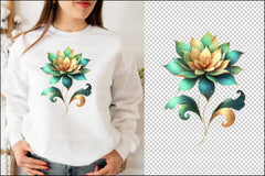 Gold Alcohol Ink Flowers Clipart Bundle 2 - CraftNest - Digital Crafting and Art