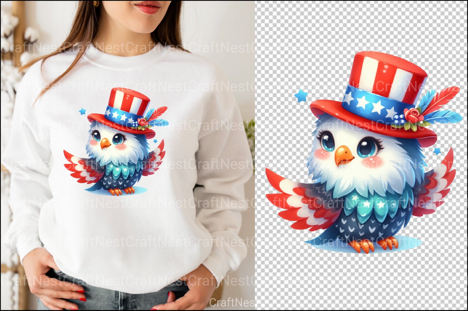 Cute American Eagle 4th of July Clipart Bundle - CraftNest - Digital Crafting and Art