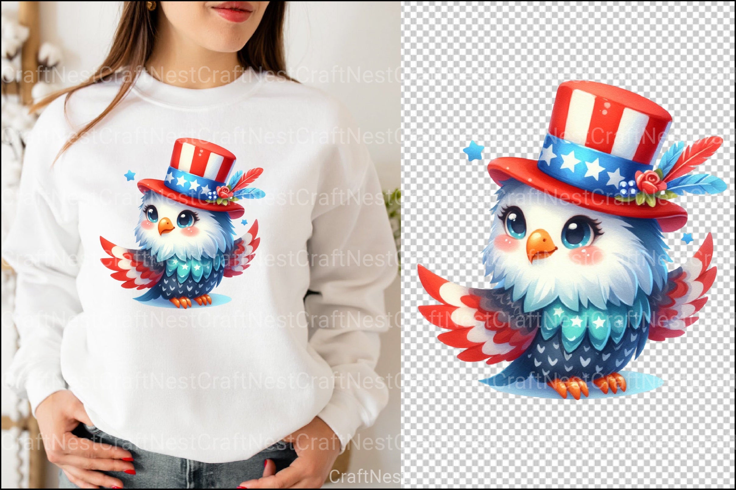 Cute American Eagle 4th of July Clipart Bundle - CraftNest - Digital Crafting and Art