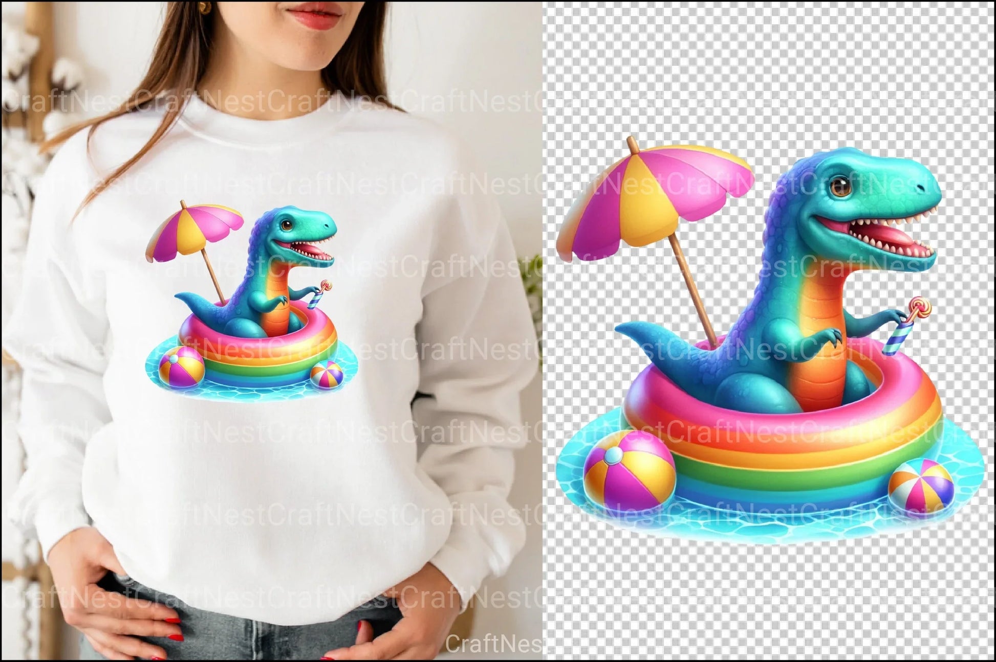 Dinosaur Pool Party Clipart Bundle - CraftNest - Digital Crafting and Art