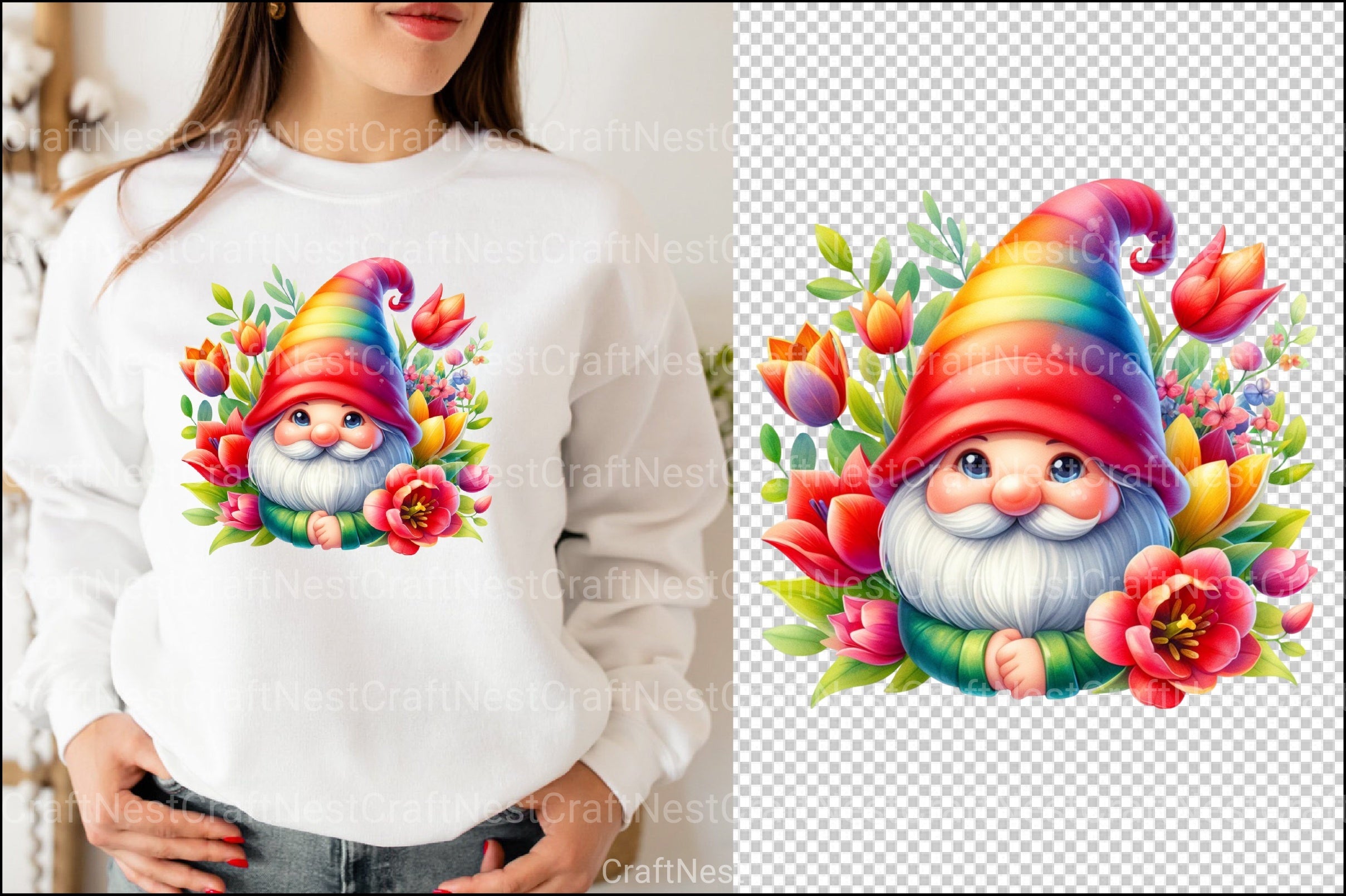 Tulip Gnome Clipart Bundle - CraftNest - Digital Crafting and Art