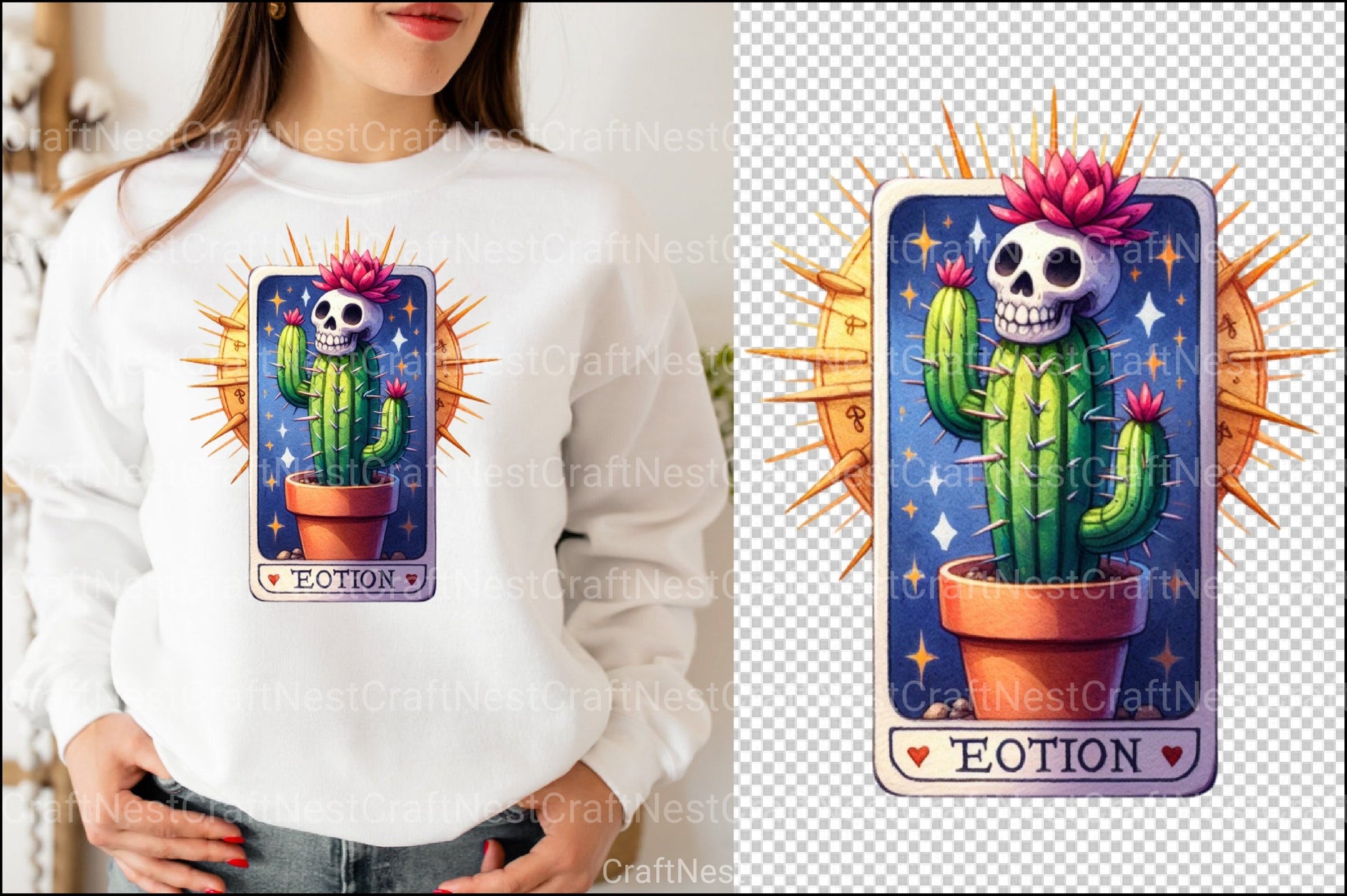 Funny Skeleton Tarot Card Cactus Clipart Bundle - CraftNest - Digital Crafting and Art