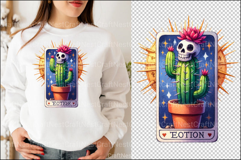 Funny Skeleton Tarot Card Cactus Clipart Bundle - CraftNest - Digital Crafting and Art
