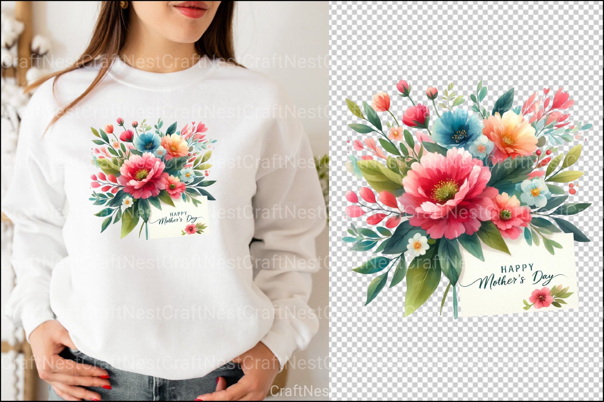 Floral Embrace Mother's Day Card Clipart Bundle - CraftNest - Digital Crafting and Art