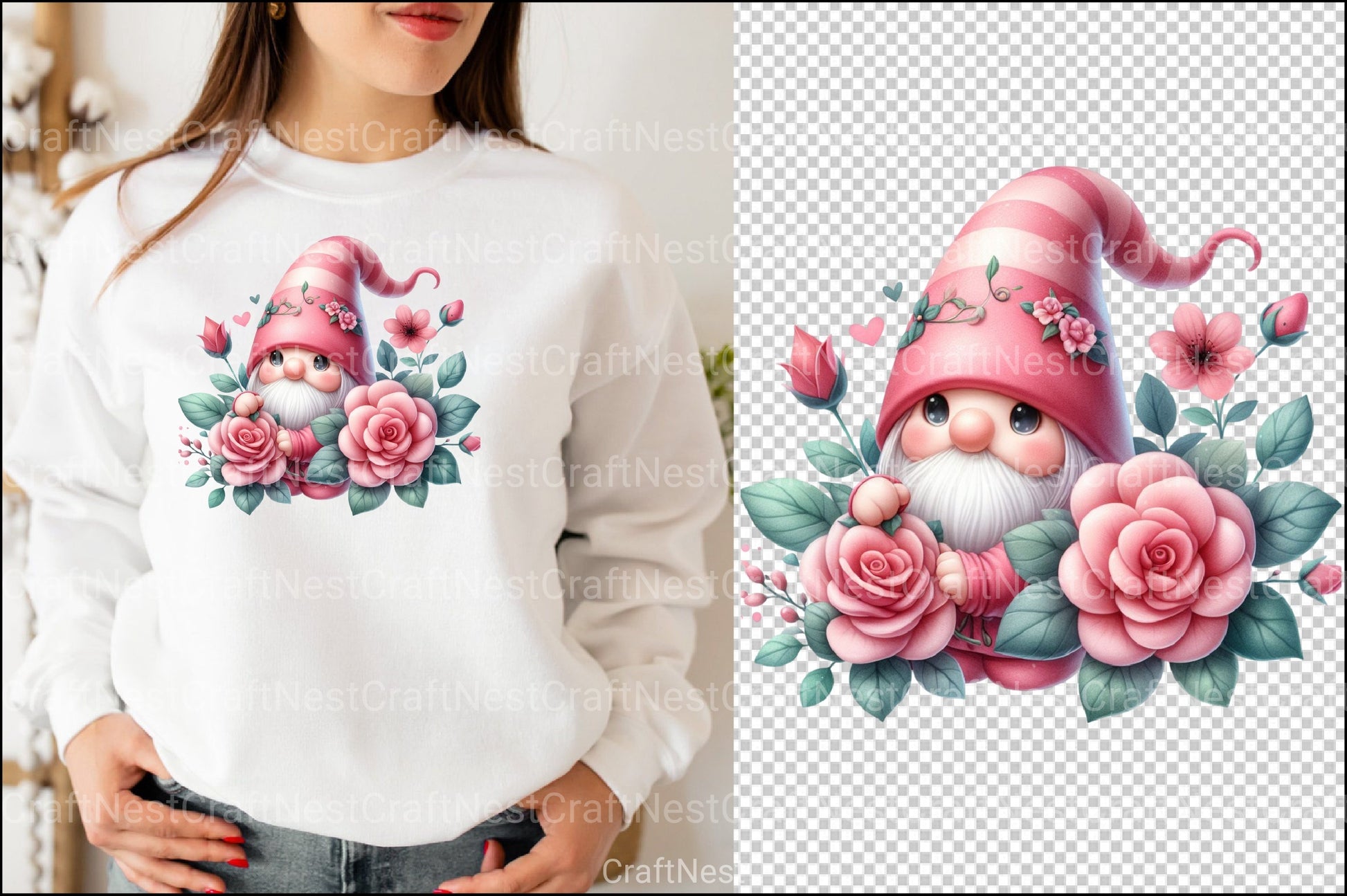 Cute Gnome Rose Clipart Bundle 99 - CraftNest - Digital Crafting and Art