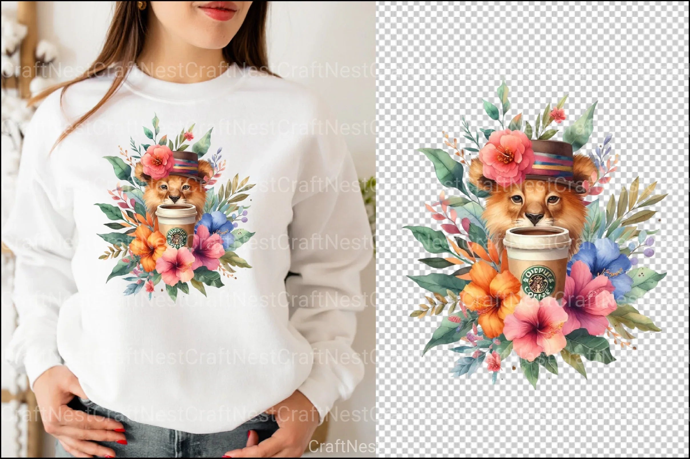 Floral Coffee & Animals Clipart Bundle - CraftNest - Digital Crafting and Art