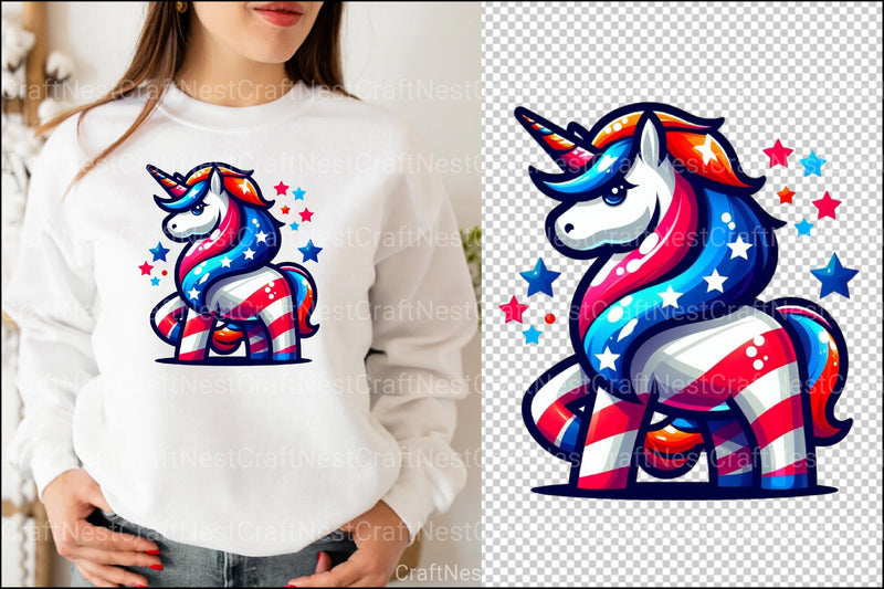 4th of July Unicorn Clipart Bundle 99 - CraftNest - Digital Crafting and Art