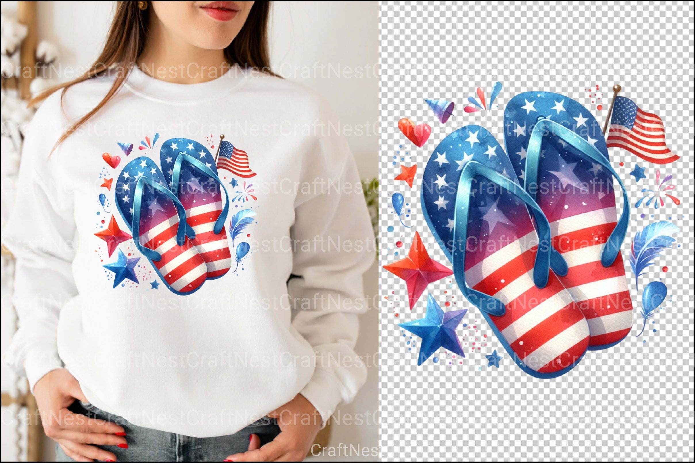4th of July Flip Flops Clipart Bundle 2 - CraftNest - Digital Crafting and Art
