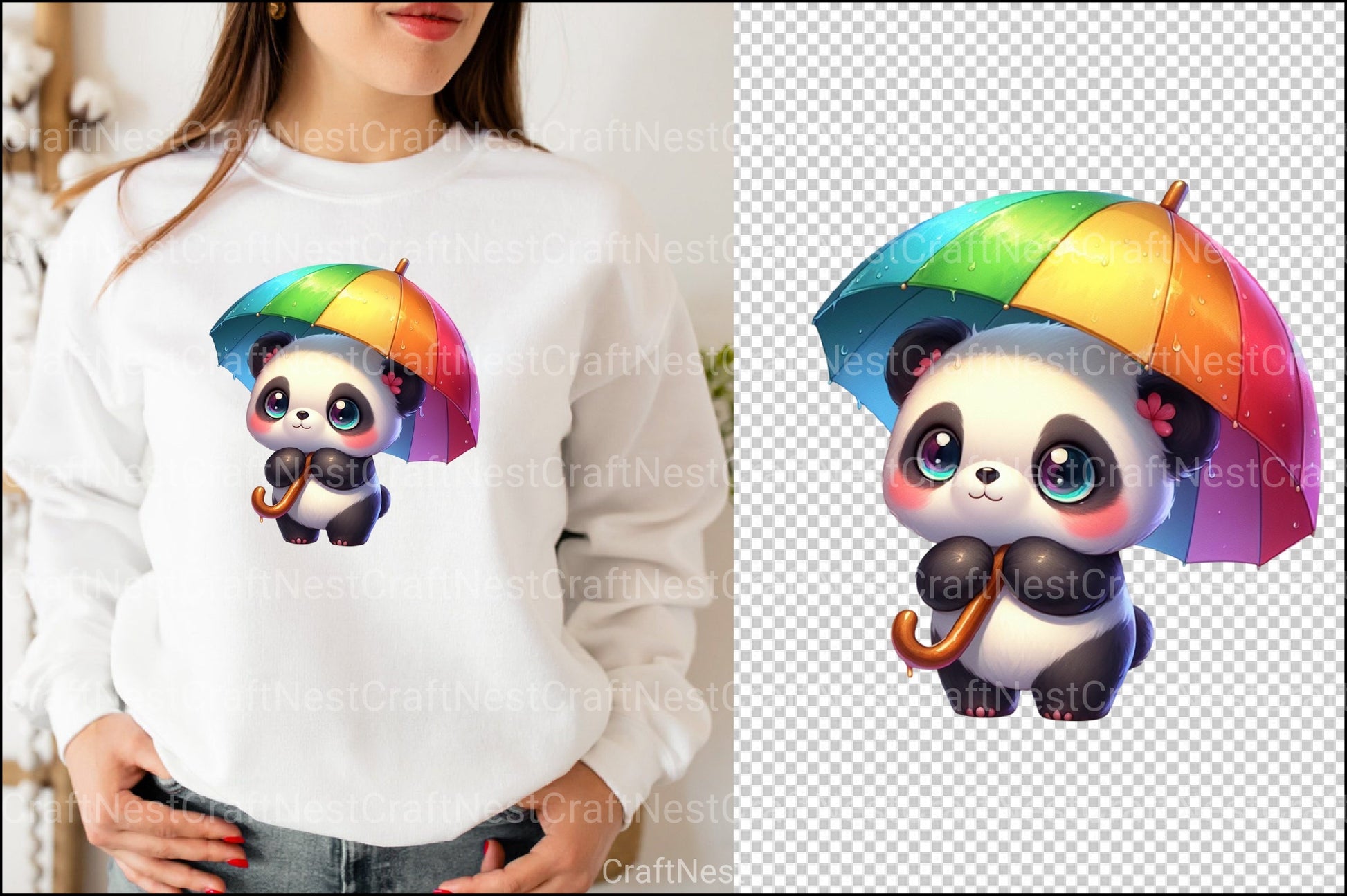 Funny Little Pandas Umbrella Clipart Bundle 1 - CraftNest - Digital Crafting and Art