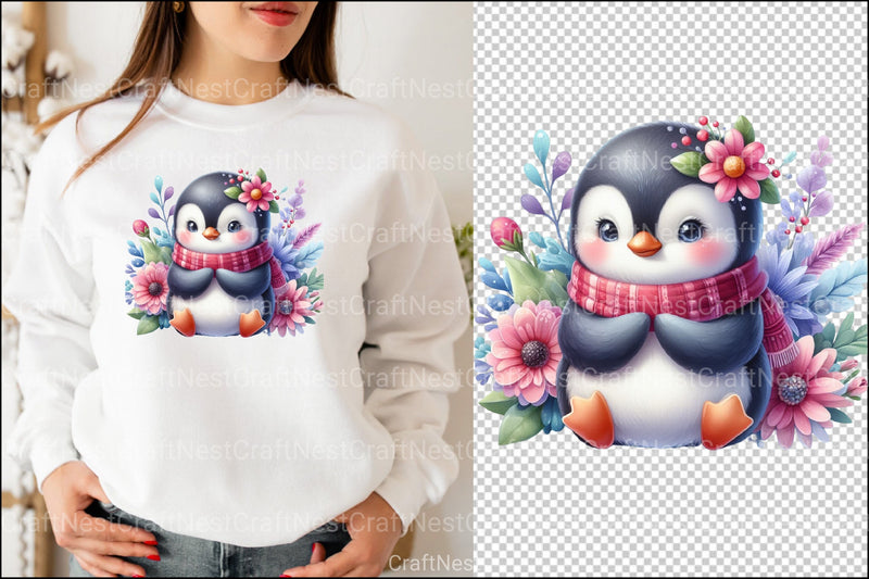 Cute Baby Penguins Clipart Bundle - CraftNest - Digital Crafting and Art