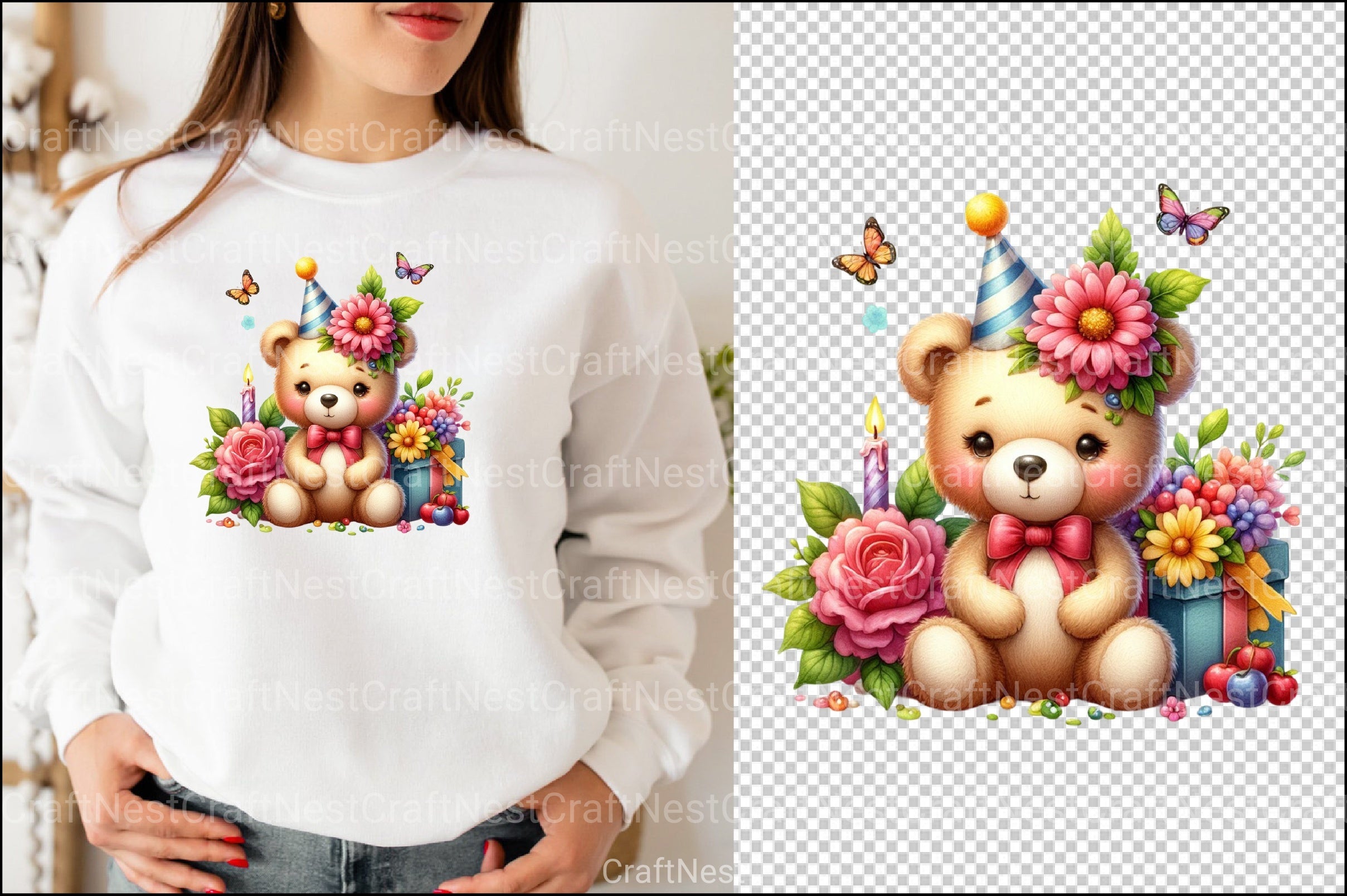 Cute Birthday Teddy Bear Clipart Bundle - CraftNest - Digital Crafting and Art