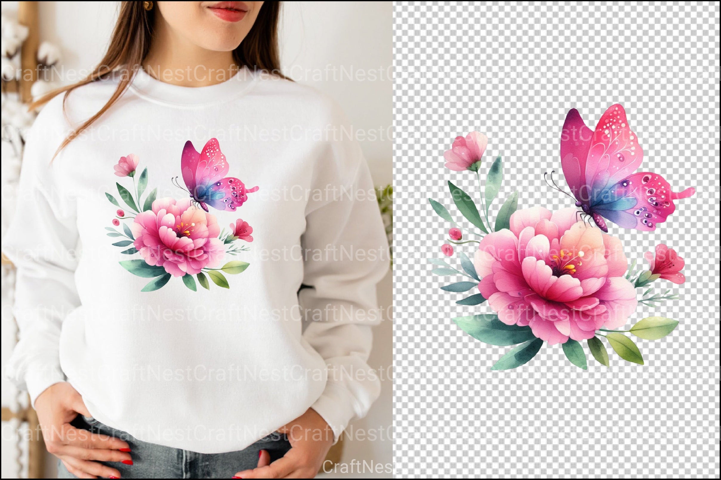 Coquette Pink Butterfly Clipart Bundle 3 - CraftNest - Digital Crafting and Art