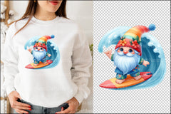 Cute Gnome Surfing Clipart Bundle - CraftNest - Digital Crafting and Art