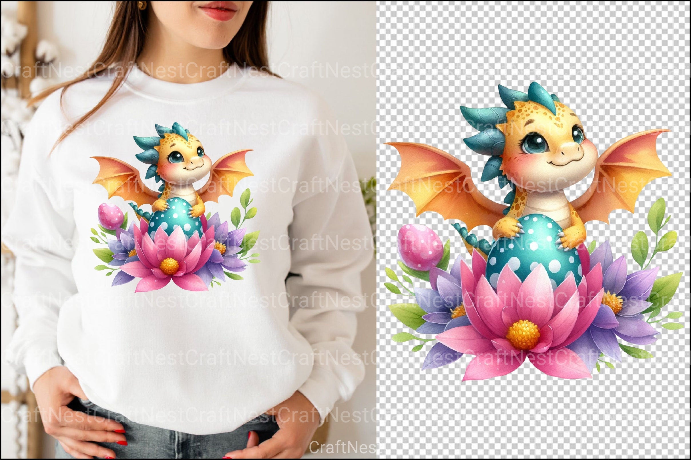 Cute Dragon Easter Clipart Bundle - CraftNest - Digital Crafting and Art